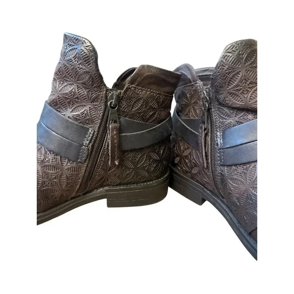 Miz Mooz Pixie Brown Leather Bootie Women size 37 US 7